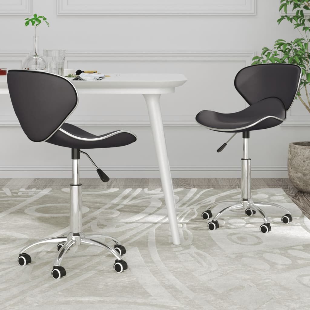 vidaXL Swivel Dining Chairs 2 pcs Grey Faux Leather