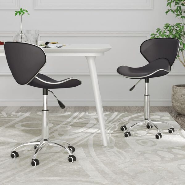 vidaXL Swivel Dining Chairs 2 pcs Grey Faux Leather