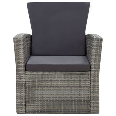 vidaXL 4 Piece Garden Lounge Set with Cushions Poly Rattan Grey, grey vidaXL 4 Piece Garden Lounge Set with Cushions Poly Rattan Grey