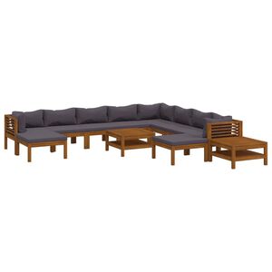 vidaXL 12 Piece Garden Lounge Set with Cushion Solid Acacia Wood