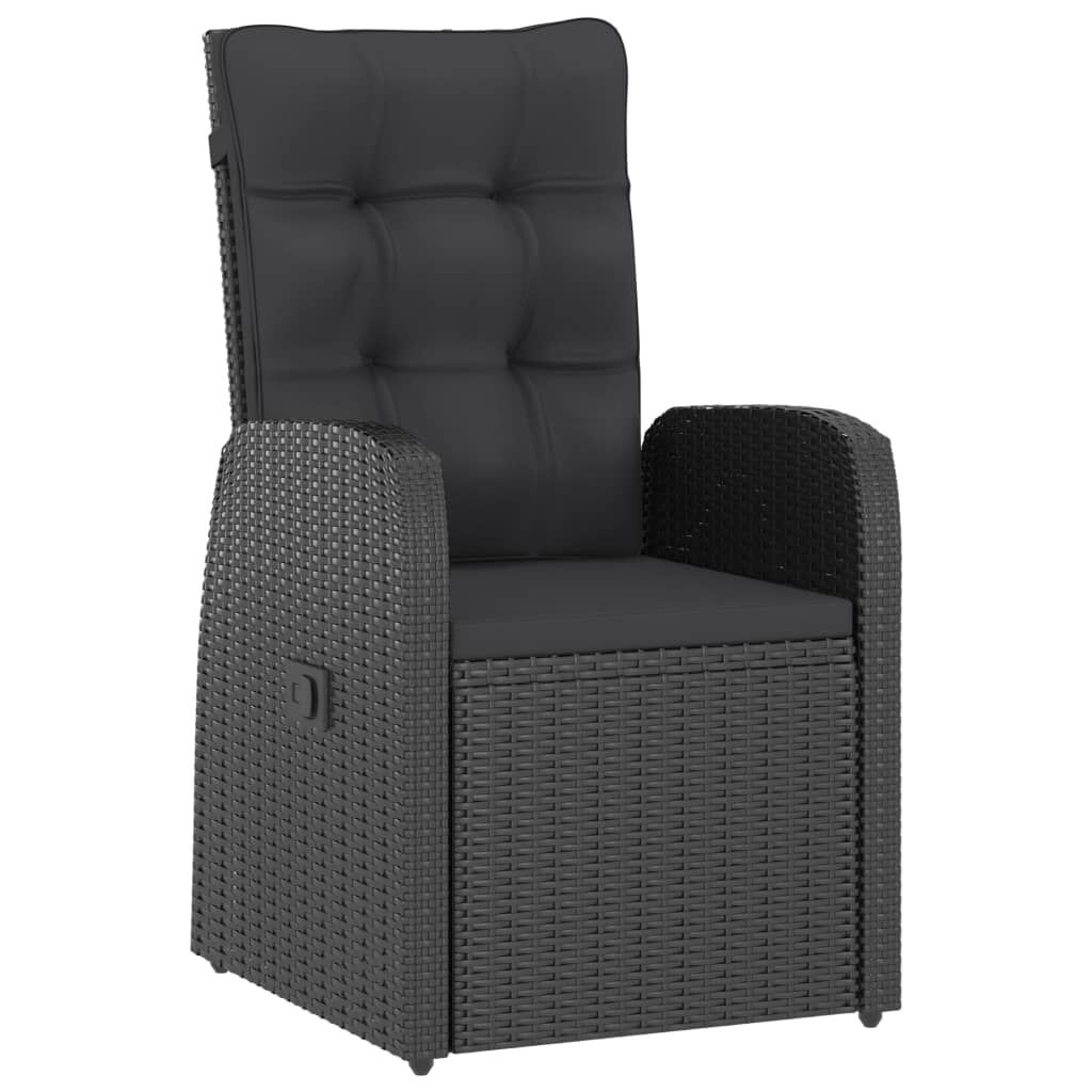 vidaXL 7 Piece Outdoor Dining Set with Cushions Poly Rattan Black