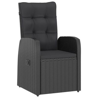 vidaXL 7 Piece Outdoor Dining Set with Cushions Poly Rattan Black