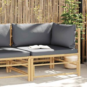 vidaXL Garden Corner Sofa with Dark Grey Cushions Bamboo