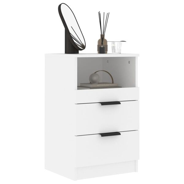vidaXL Bedside Cabinet White Engineered Wood