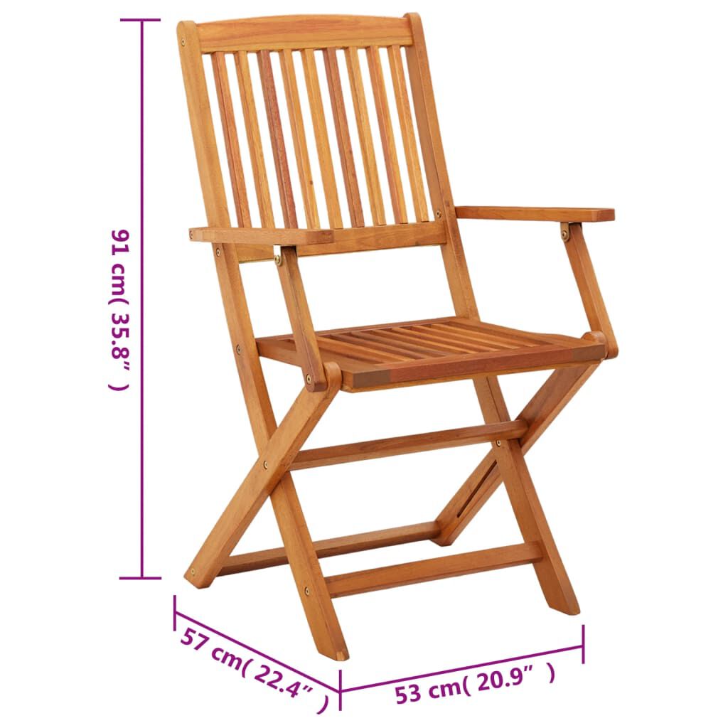vidaXL Folding Garden Chairs 2 pcs Solid Eucalyptus Wood