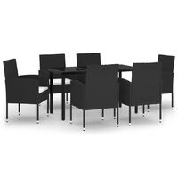 vidaXL 7 Piece Garden Dining Set Black