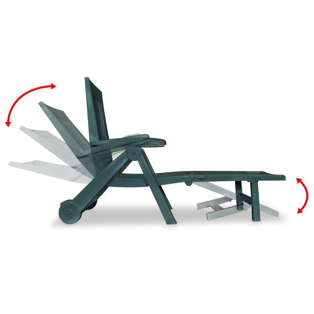 vidaXL Sun Lounger with Footrest Plastic Green