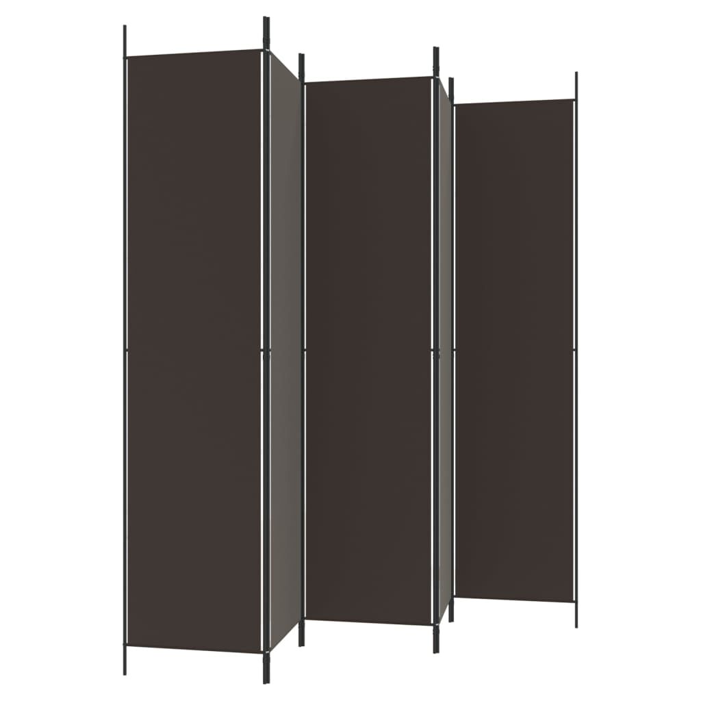 vidaXL 5-Panel Room Divider Brown 250x220 cm Fabric
