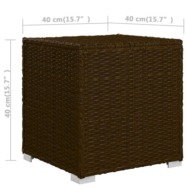 vidaXL Sun Lounger with Cushion and Tea Table Poly Rattan Brown