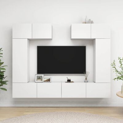 vidaXL 6 Piece TV Cabinet Set White Engineered Wood