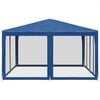 vidaXL Party Tent with 8 Mesh Sidewalls Blue 4x4 m HDPE