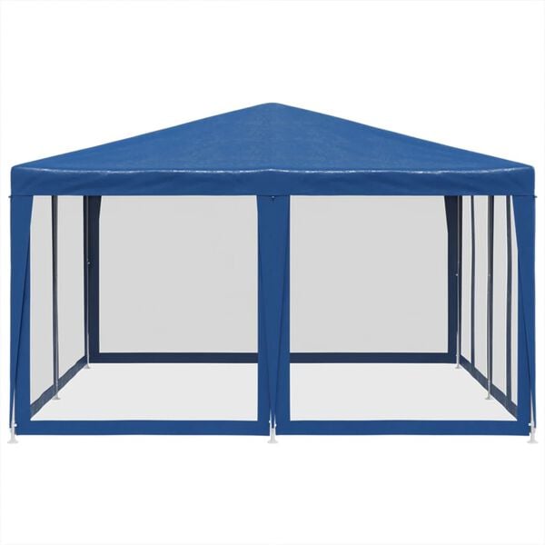 vidaXL Party Tent with 8 Mesh Sidewalls Blue 4x4 m HDPE