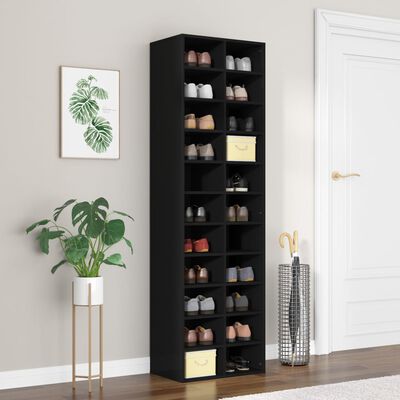 vidaXL Shoe Cabinet Black 54x34x183 cm Engineered Wood, black vidaXL Shoe Cabinet Black 54x34x183 cm Engineered Wood