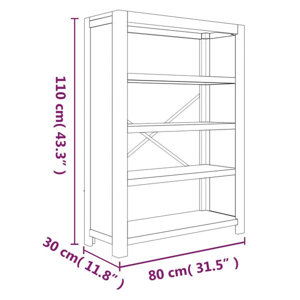 vidaXL 4-Tier Bookcase 80x30x110 cm Solid Wood Acacia
