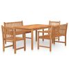 vidaXL 5 Piece Garden Dining Set Solid Wood Teak