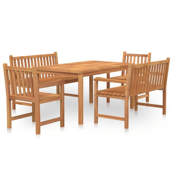 vidaXL 5 Piece Garden Dining Set Solid Wood Teak