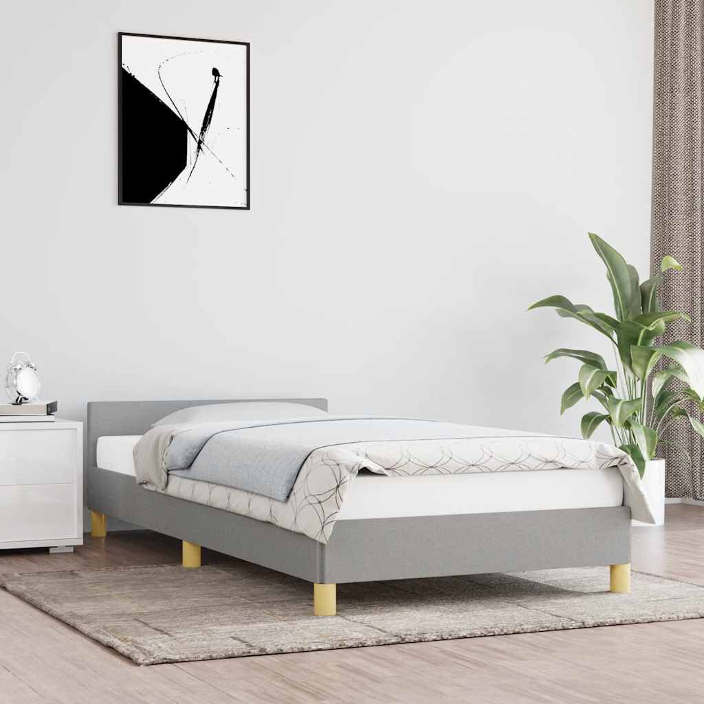 vidaXL Bed Frame without Mattress Light Grey 92x187 cm Single Fabric