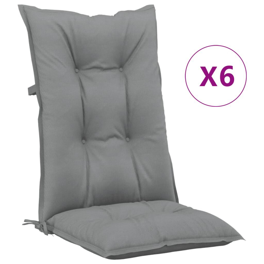 vidaXL Garden Highback Chair Cushions 6 pcs Grey 120x50x7 cm Fabric