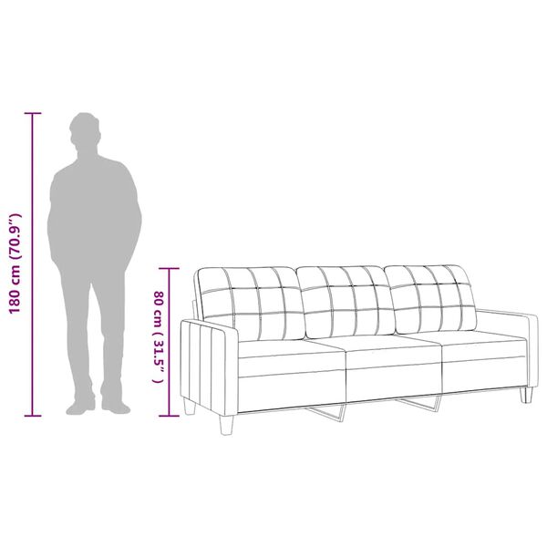 vidaXL 3-Seater Sofa Grey 180 cm Faux Leather