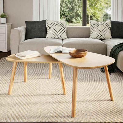 vidaXL Coffee Table Set 2 Pieces Solid Pinewood Brown, brown vidaXL Coffee Table Set 2 Pieces Solid Pinewood Brown
