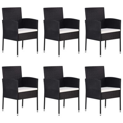 vidaXL 7 Piece Garden Dining Set Black