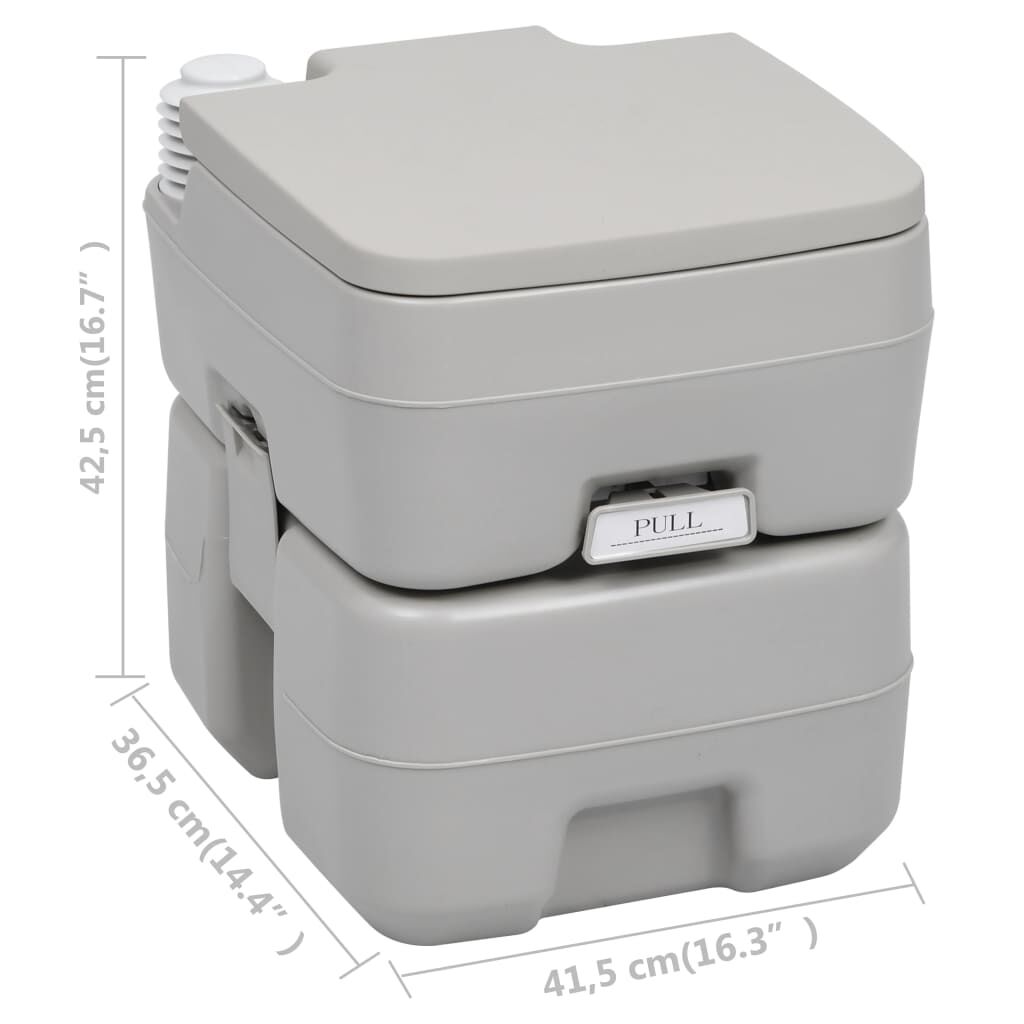 vidaXL Portable Camping Toilet Grey 20+10 L