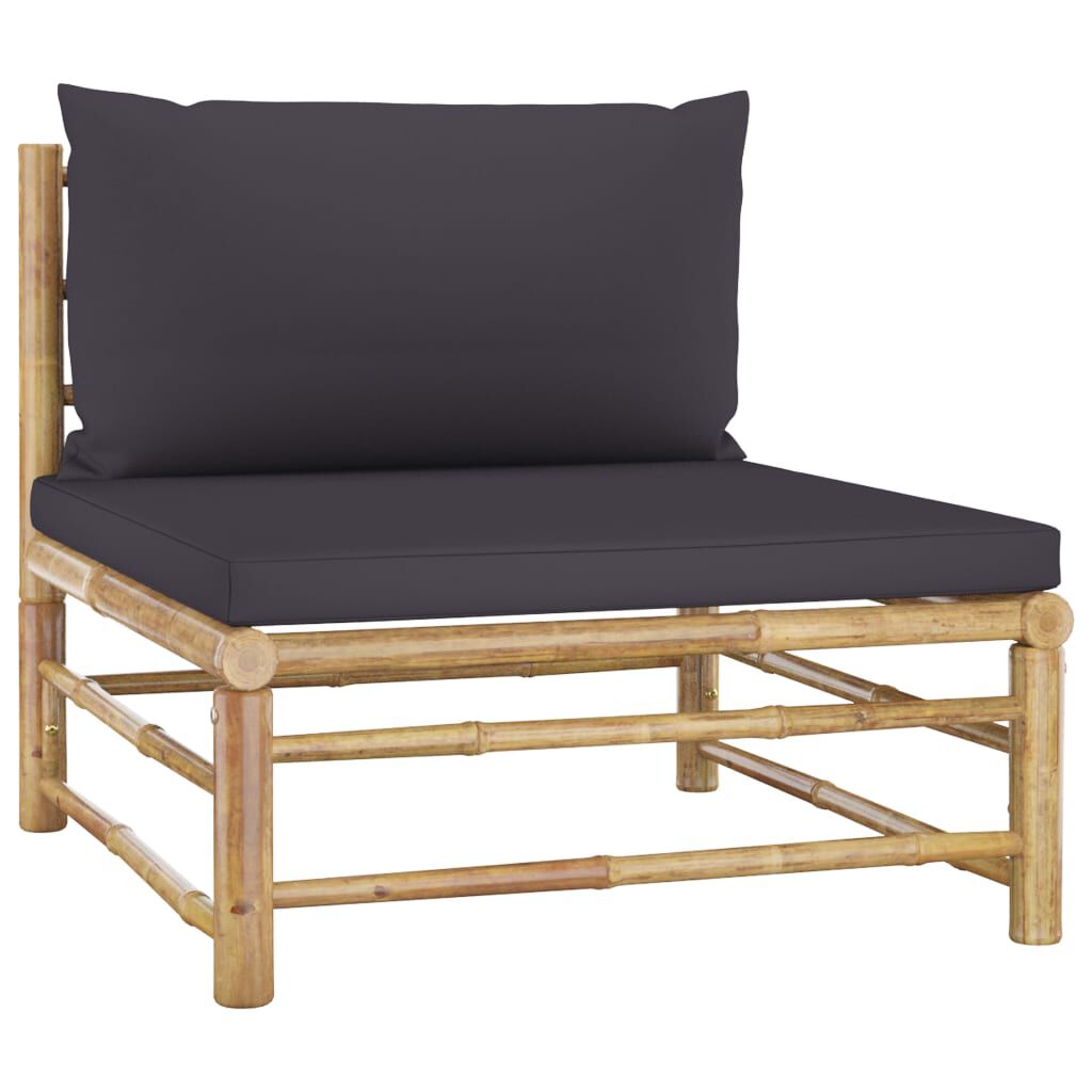 vidaXL 7 Piece Garden Lounge Set with Dark Grey Cushions Bamboo