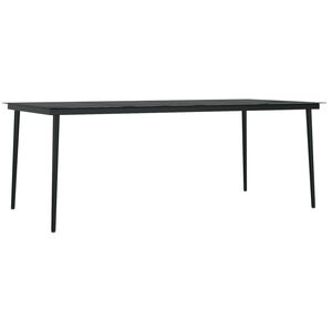 vidaXL Garden Dining Table Black 200x100x74 cm Steel and Glass