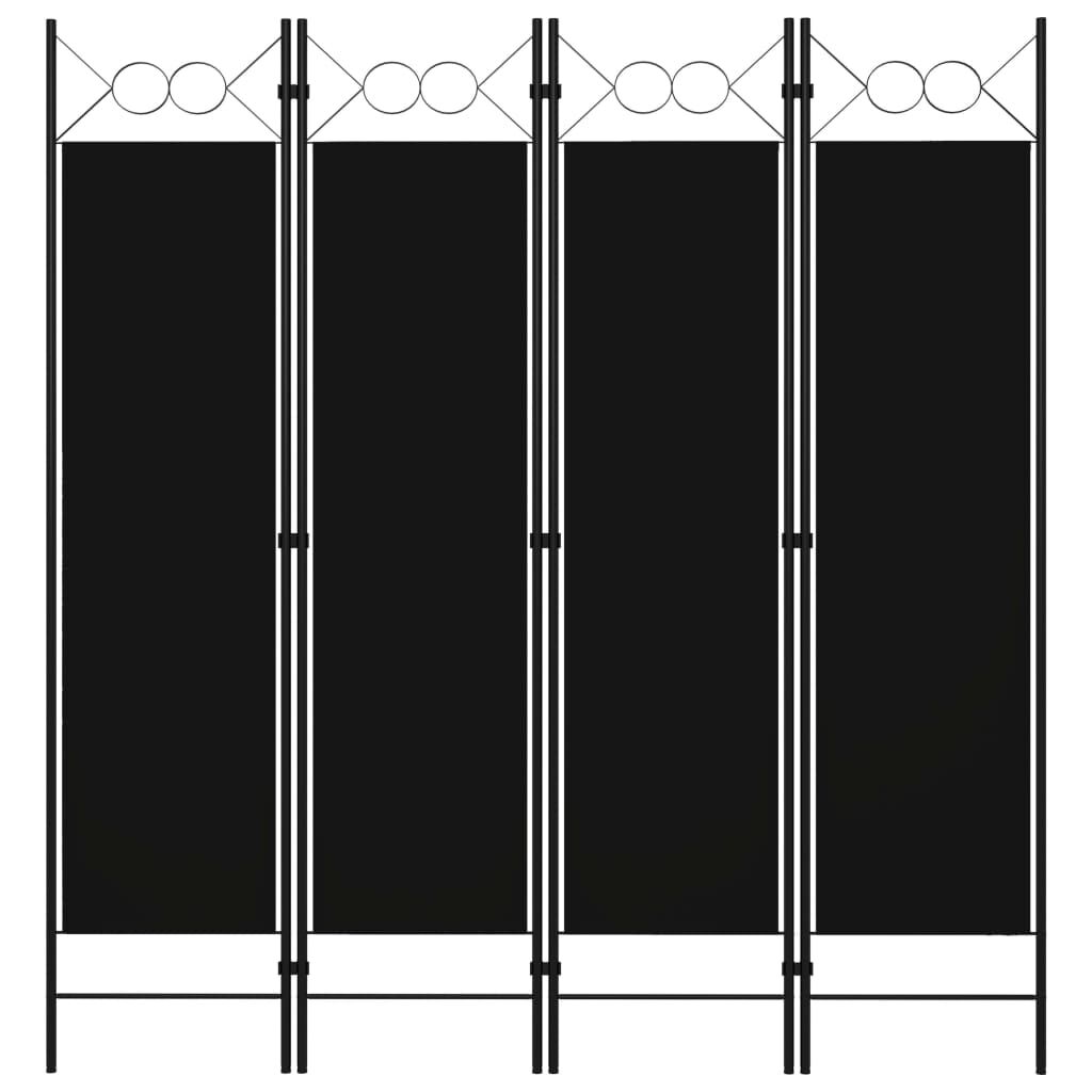 vidaXL 4-Panel Room Divider Black 160x180 cm
