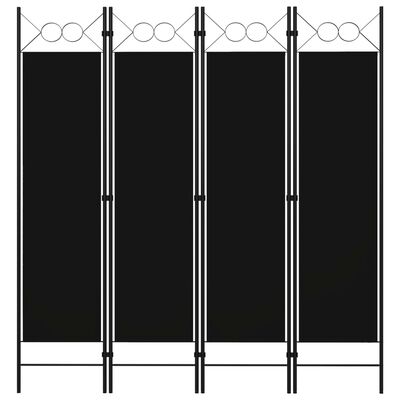 vidaXL 4-Panel Room Divider Black 160x180 cm, black vidaXL 4-Panel Room Divider Black 160x180 cm