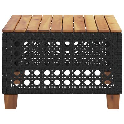 vidaXL Garden Table Black 55x55x36 cm Poly Rattan Acacia Wood
