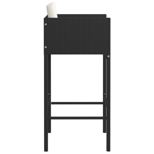 vidaXL Bar Stools 4 pcs with Cushions Black Poly Rattan