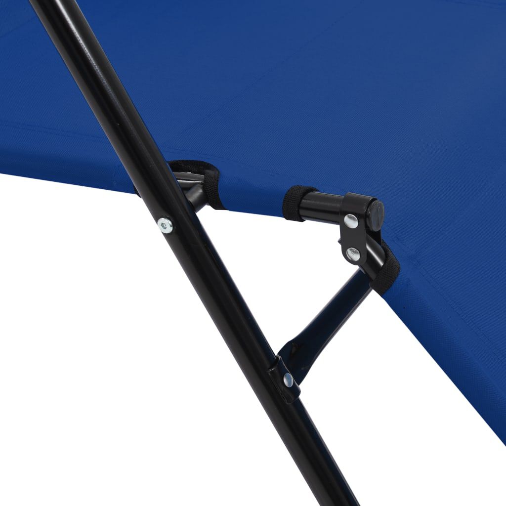 vidaXL Folding Sun Loungers 2 pcs with Footrests Steel Blue