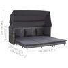 vidaXL Extendable 3-Seater Sofa Bed with Roof Poly Rattan Grey