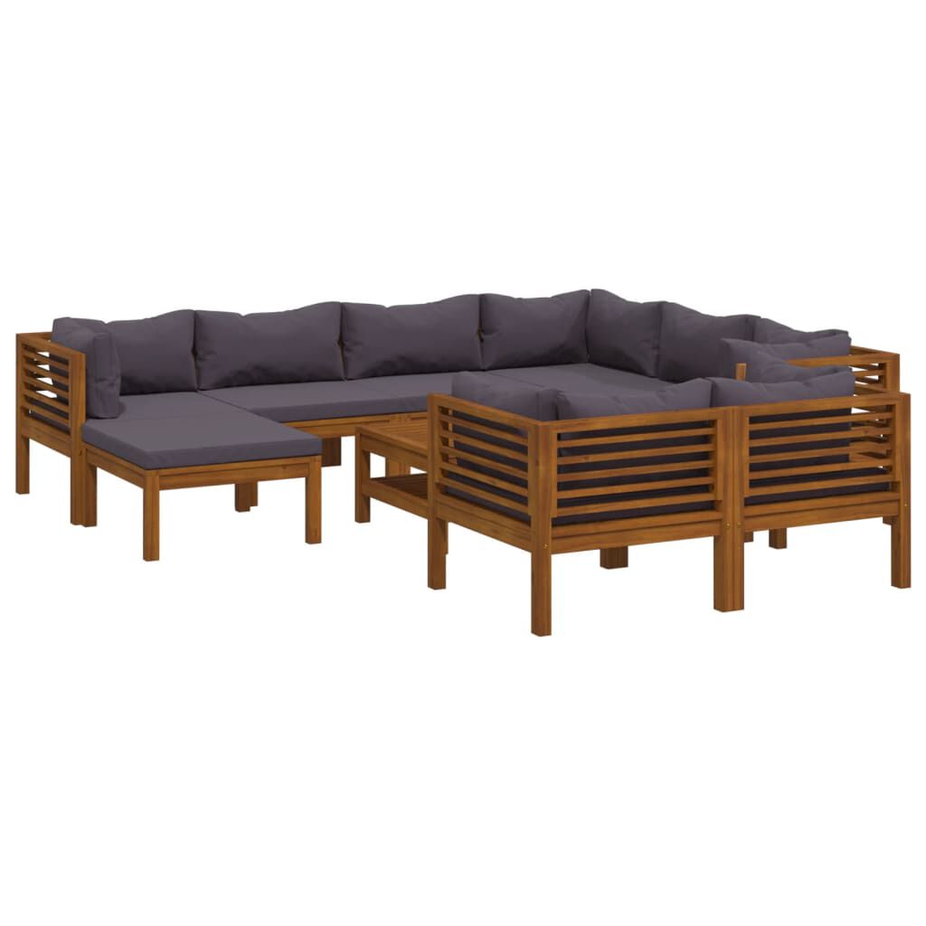 vidaXL 10 Piece Garden Lounge Set with Cushion Solid Acacia Wood
