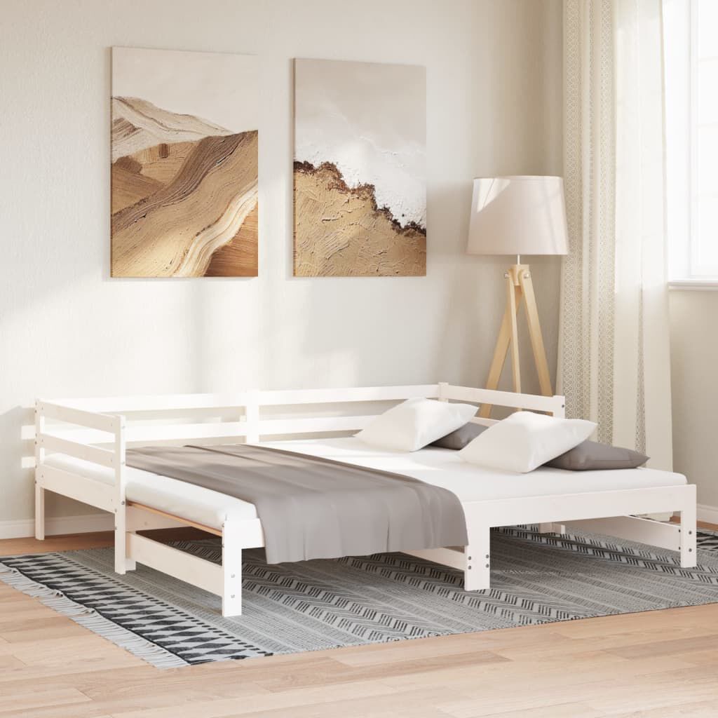 vidaXL Pull-out Day Bed without Mattress White 90x200 cm