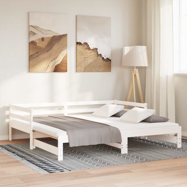 vidaXL Pull-out Day Bed without Mattress White 90x200 cm