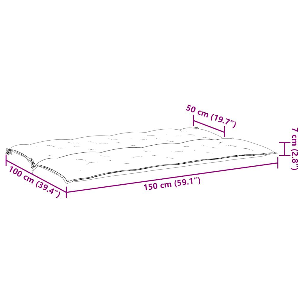 vidaXL Garden Bench Cushion Grey 150x(50+50)x7cm Oxford Fabric