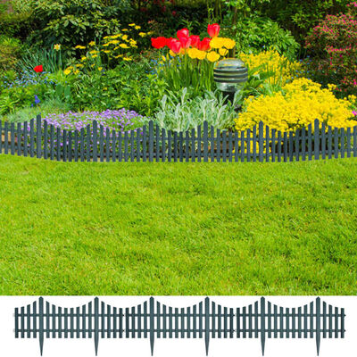 vidaXL 17 pcs Lawn Dividers 10 m Green, green vidaXL 17 pcs Lawn Dividers 10 m Green