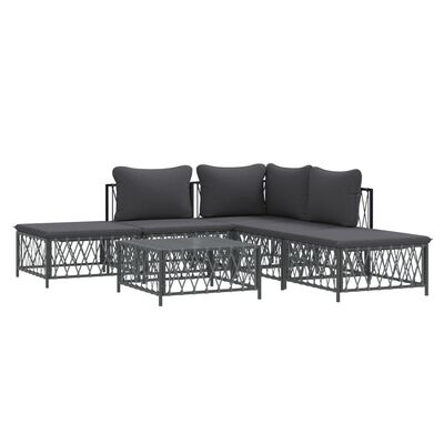 vidaXL 6 Piece Garden Lounge Set with Cushions Anthracite Steel