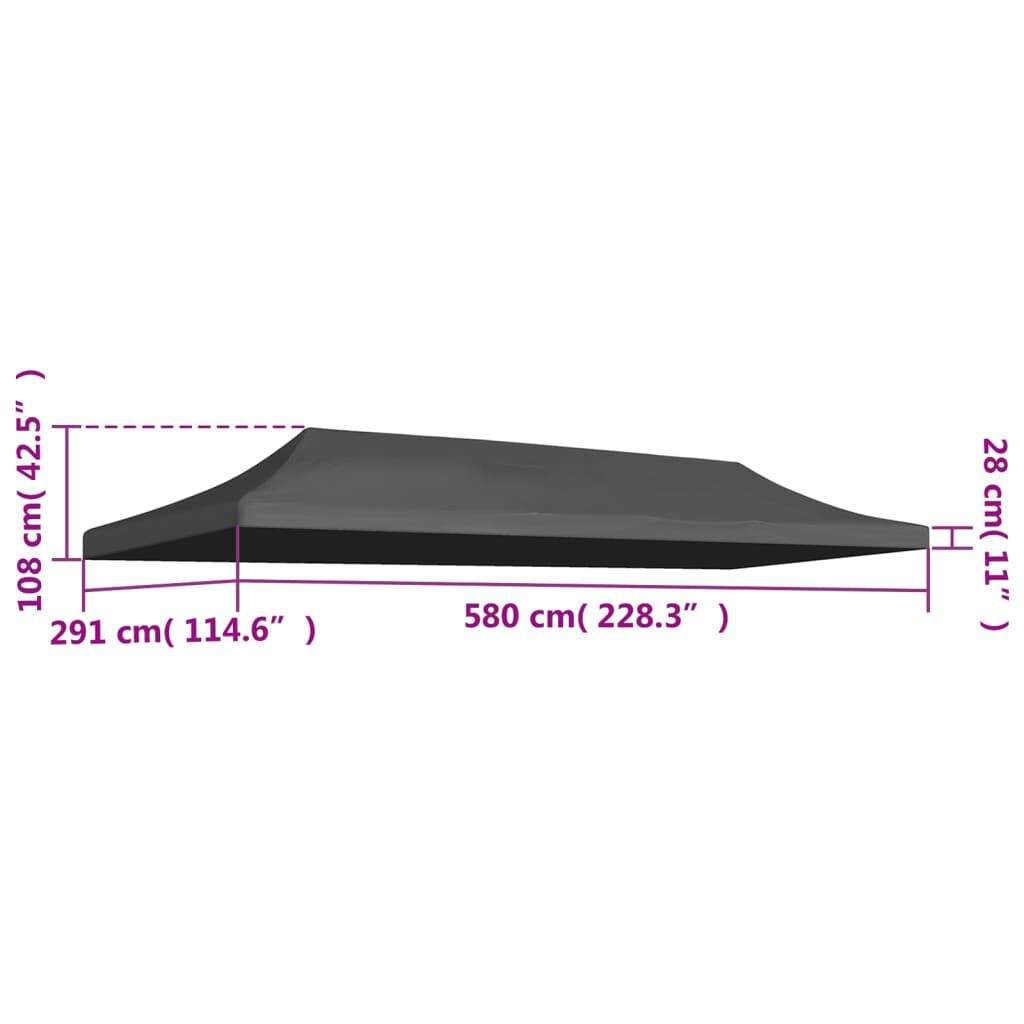 vidaXL Party Tent Roof 3x6 m Anthracite