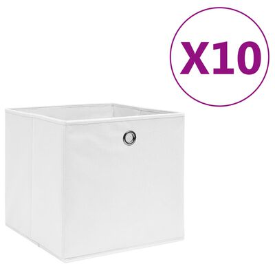 vidaXL Storage Boxes 10 pcs Non-woven Fabric 28x28x28 cm White, white vidaXL Storage Boxes 10 pcs Non-woven Fabric 28x28x28 cm White