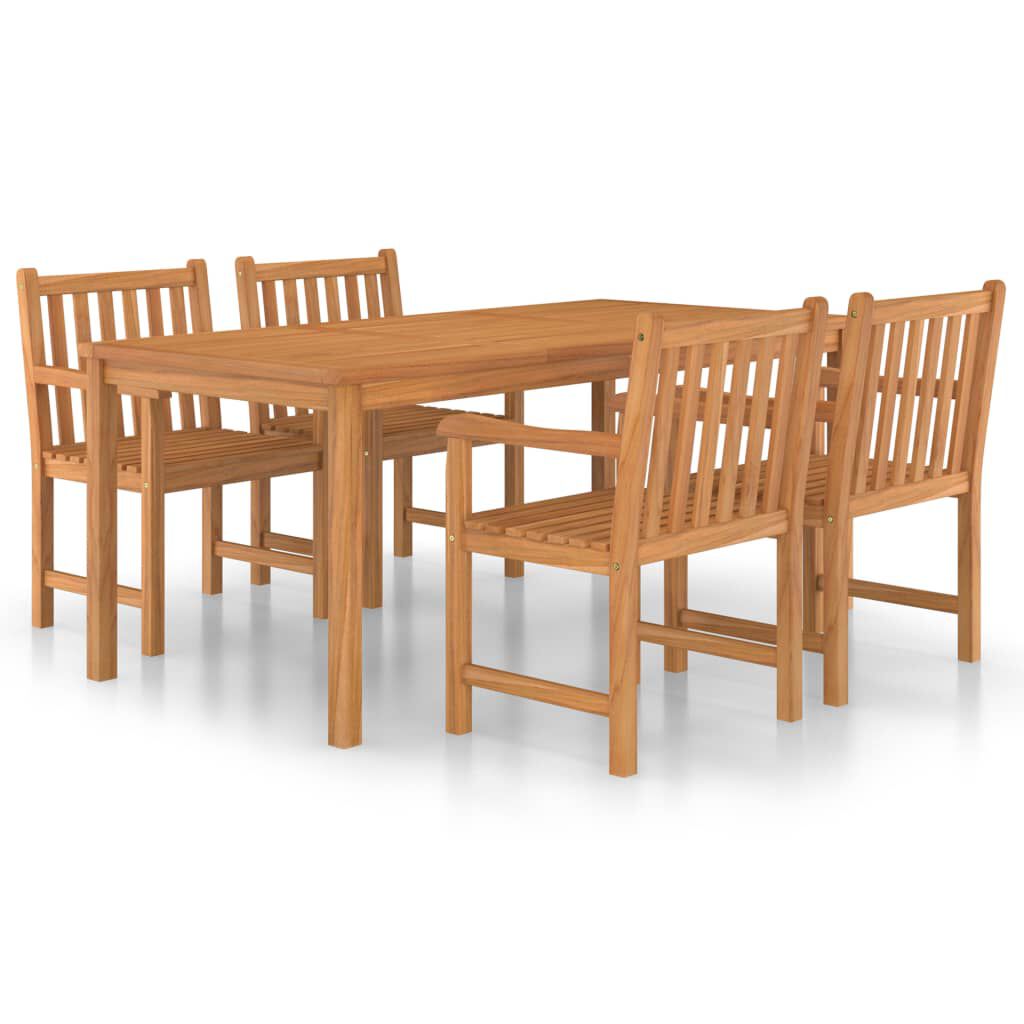 vidaXL 5 Piece Garden Dining Set Solid Teak Wood