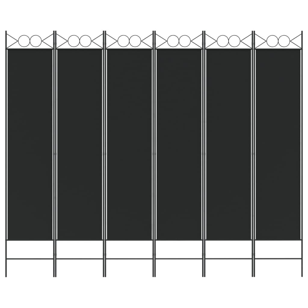 vidaXL 6-Panel Room Divider Black 240x200 cm Fabric