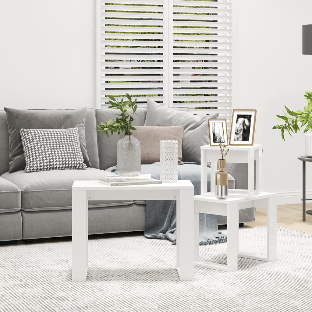 vidaXL Nesting Tables 3 pcs White Engineered Wood