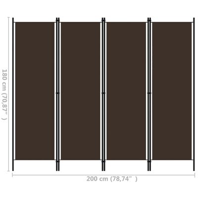 vidaXL 4-Panel Room Divider Brown 200x180 cm, brown vidaXL 4-Panel Room Divider Brown 200x180 cm