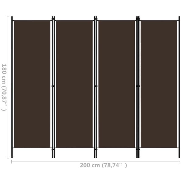 vidaXL 4-Panel Room Divider Brown 200x180 cm