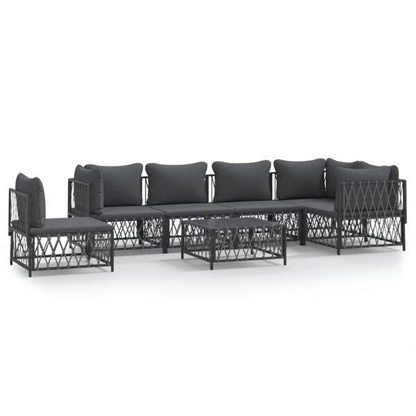 vidaXL 7 Piece Garden Lounge Set with Cushions Anthracite Steel