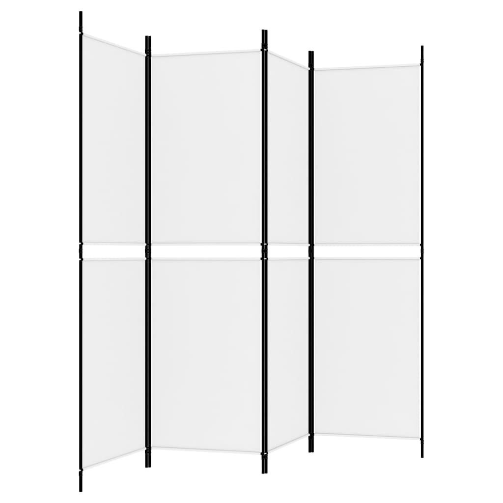 vidaXL 4-Panel Room Divider White 200x180 cm Fabric