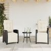 vidaXL Reclining Garden Chairs 2 pcs with Footrest Black Poly Rattan
